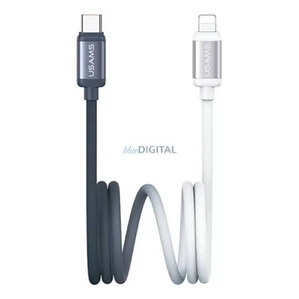 USAMS BICOLOR adatkábel (Type-C - lightning, 30W, PD gyorstöltő, 120cm) FEKETE/FEHÉR
