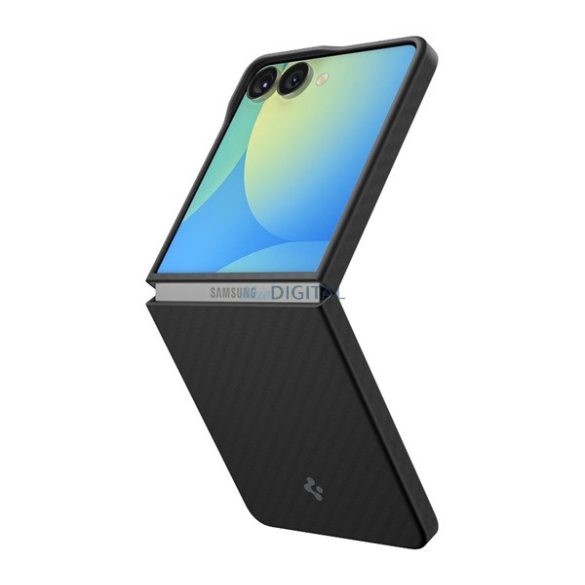 SPIGEN AIRSKIN szilikon telefonvédő (ütésállóság, karbon minta) FEKETE Samsung Galaxy Z Flip7 (SM-F766)