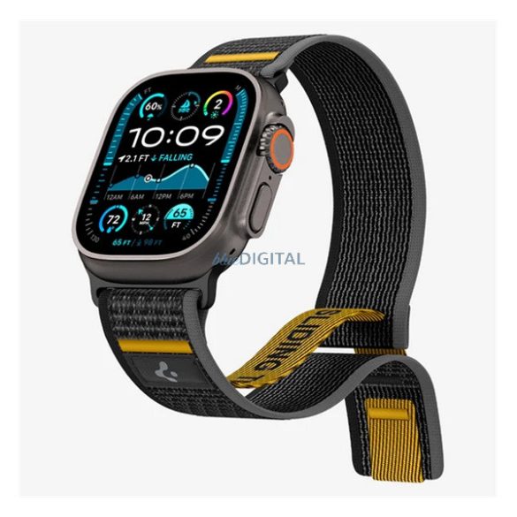 SPIGEN ATHLEX pótszíj (egyedi méret, nagy, nylon, tépőzáras, légáteresztő, SPORT) FEKETE Apple Watch Series 5 44mm, Watch Series 4 44mm, Watch Series 3 42mm