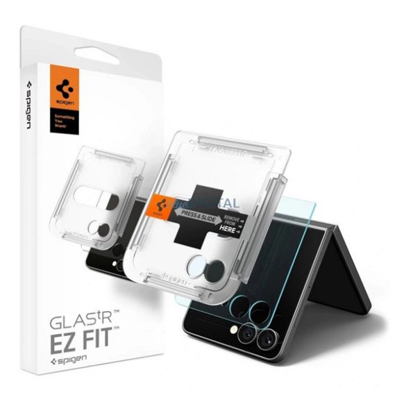 SPIGEN EZ FIT HD képernyővédő üveg (2.5D, tokbarát, ultravékony, 0.2mm, 9H + segédkeret) ÁTLÁTSZÓ Samsung Galaxy Z Flip7 (SM-F766)
