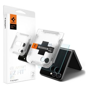 SPIGEN EZ FIT HD képernyővédő üveg 2db (2.5D, tokbarát, ultravékony, 0.2mm, 9H + segédkeret) ÁTLÁTSZÓ Samsung Galaxy Z Flip7 (SM-F766)
