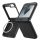 SPIGEN TOUGH ARMOR PRO műanyag telefonvédő (ütésállóság, kitámasztó, karbon minta, MagSafe) FEKETE Samsung Galaxy Z Flip6 (SM-F741), Galaxy Z Flip7 FE (SM-F761)