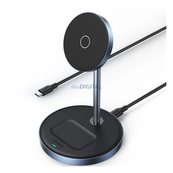 UGREEN CD317 asztali töltő 2in1 (7.5W, gyorstöltő, wireless, MagSafe, Apple Airpods töltő, Qi2) FEKETE Apple iPhone 8 4.7, iPhone 8 Plus 5.5, iPhone X 5.8