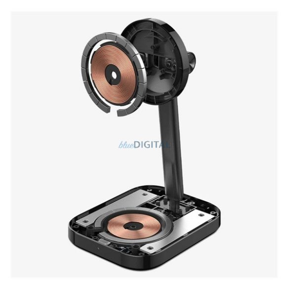 SPIGEN ARCFIELD asztali töltőállvány 2in1 (15W, wireless, Airpods töltő, LED jelzés, Qi2) FEKETE