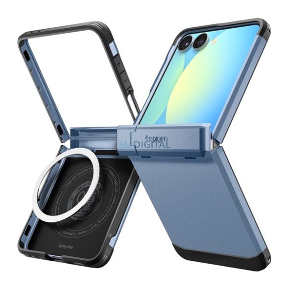 SPIGEN TOUGH ARMOR MAG műanyag telefonvédő (ütésállóság, kitámasztó, MagSafe) VILÁGOSKÉK Samsung Galaxy Z Flip7 (SM-F766)