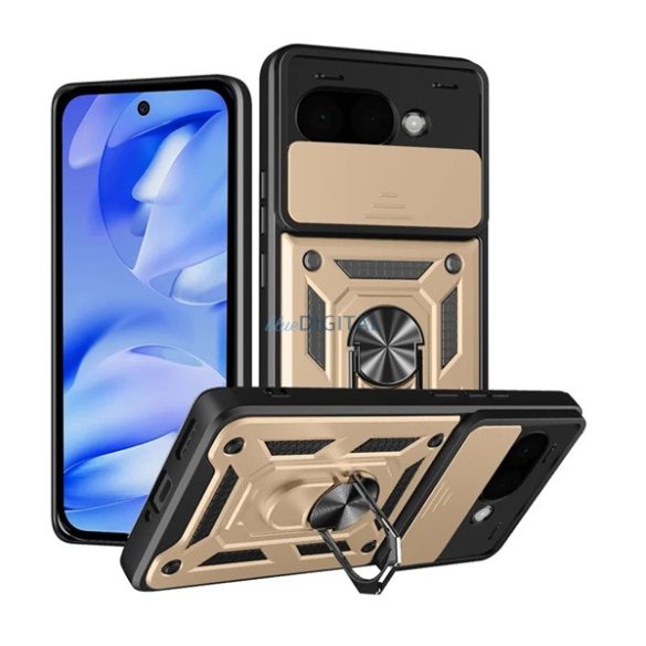 Defender szilikon telefonvédő (ütésállóság, tartógyűrű, kameravédő) ARANY Google Pixel 9a