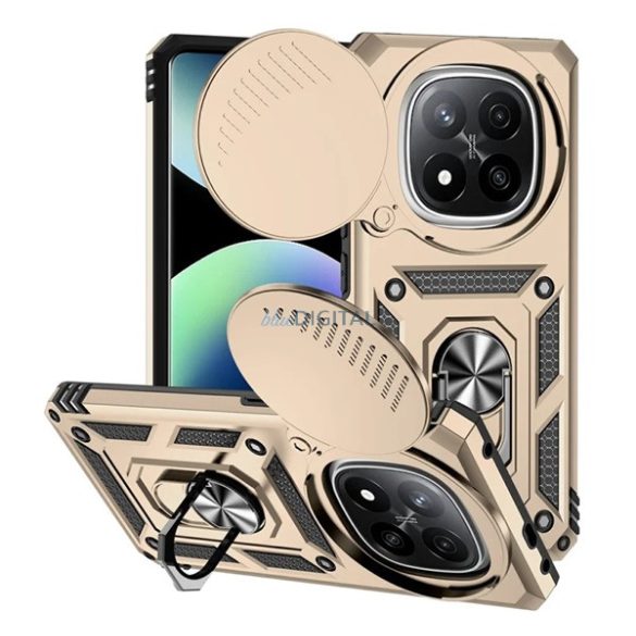 Defender szilikon telefonvédő (ütésállóság, tartógyűrű, kameravédő) ARANY Xiaomi Redmi Note 14 Pro Plus 5G