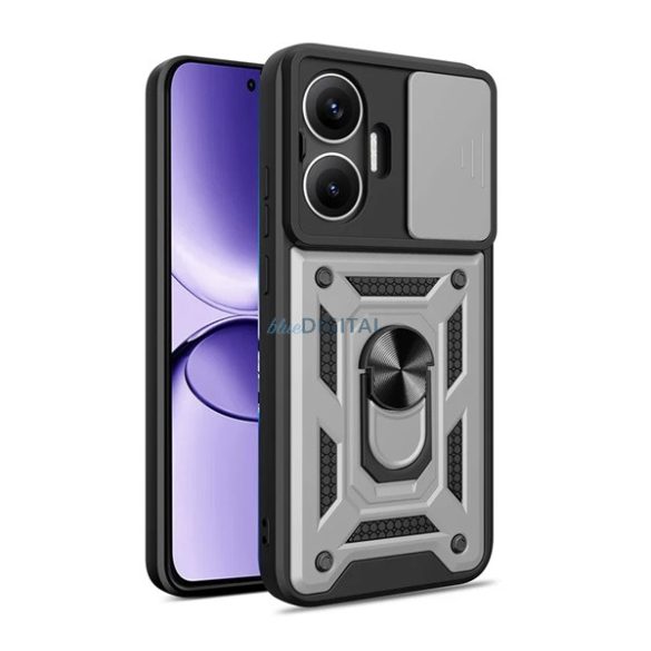 Defender szilikon telefonvédő (ütésállóság, tartógyűrű, kameravédő) EZÜST Xiaomi Poco F7