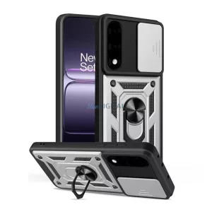 Defender szilikon telefonvédő (ütésállóság, tartógyűrű, kameravédő) EZÜST OnePlus Nord 5