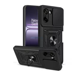   Defender szilikon telefonvédő (ütésállóság, tartógyűrű, kameravédő) FEKETE OnePlus Nord CE5