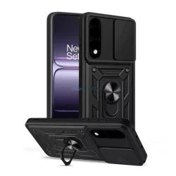   Defender szilikon telefonvédő (ütésállóság, tartógyűrű, kameravédő) FEKETE OnePlus Nord 5