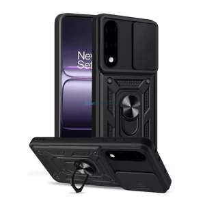 Defender szilikon telefonvédő (ütésállóság, tartógyűrű, kameravédő) FEKETE OnePlus Nord 5