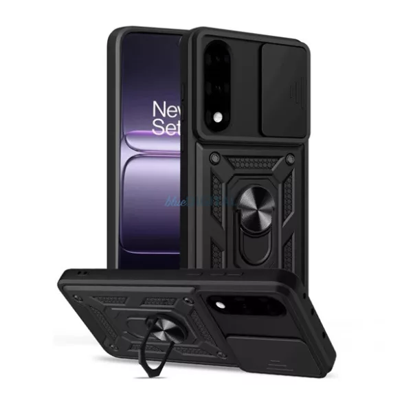 Defender szilikon telefonvédő (ütésállóság, tartógyűrű, kameravédő) FEKETE OnePlus Nord 5