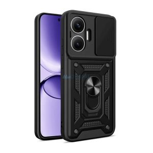 Defender szilikon telefonvédő (ütésállóság, tartógyűrű, kameravédő) FEKETE Xiaomi Poco F7