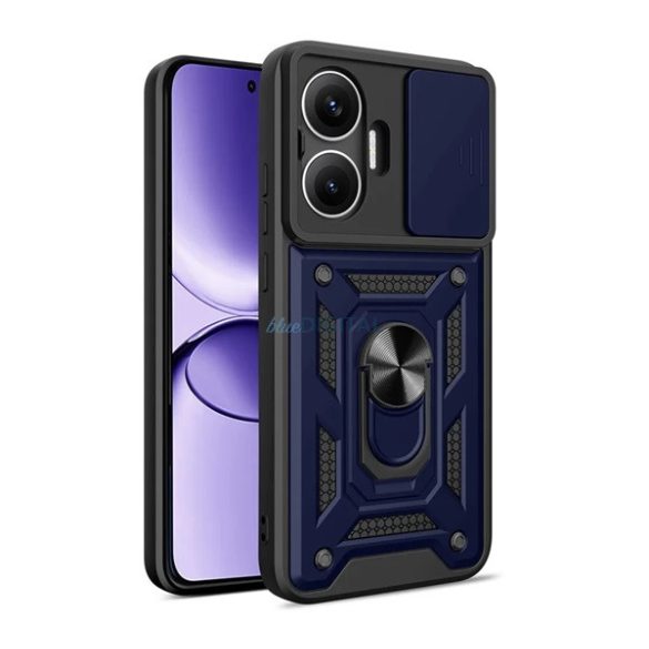 Defender szilikon telefonvédő (ütésállóság, tartógyűrű, kameravédő) SÖTÉTKÉK Xiaomi Poco F7