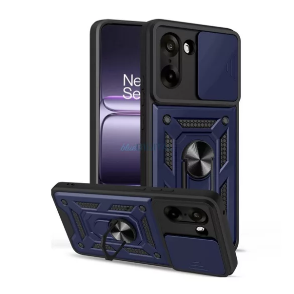 Defender szilikon telefonvédő (ütésállóság, tartógyűrű, kameravédő) SÖTÉTKÉK OnePlus Nord CE5