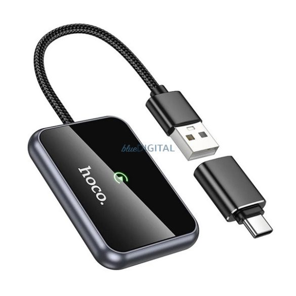 HOCO HU1 vezeték nélküli adapter (USB, Type-C, CarPlay kompatibilis) FEKETE Apple iPhone XS Max 6.5, iPhone XS 5.8, iPhone XR 6.1