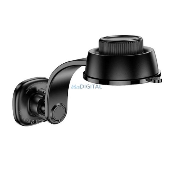 HOCO HW31 autós tartó (műszerfalra, mágneses, 360°, wireless, gyorstöltő, 15W) FEKETE