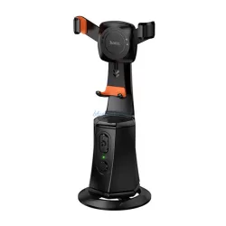   HOCO K26 asztali tartó (műanyag, 360°, automata arckövetés, 4.7 - 7" méretig) FEKETE