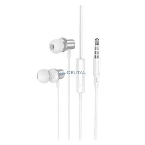 HOCO M110 fülhallgató SZTEREO (3.5mm jack, mikrofon, felvevő gomb) EZÜST