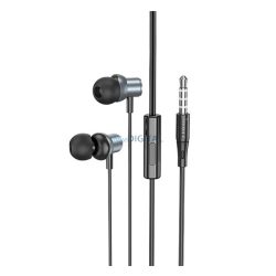   HOCO M110 fülhallgató SZTEREO (3.5mm jack, mikrofon, felvevő gomb) SÖTÉTSZÜRKE