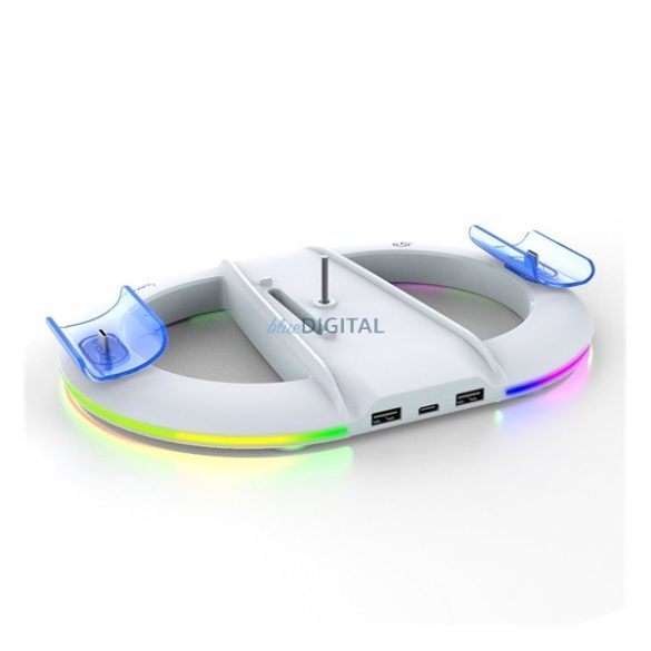 IPEGA függőleges töltőállvány (2xUSB+Type-C aljzat, RGB, PlayStation 5 / 5 Slim/ 5 Pro kompatibilis) FEHÉR