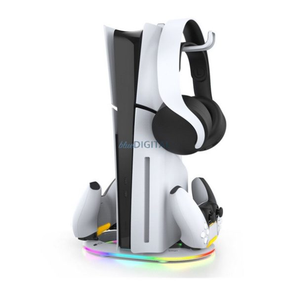 IPEGA függőleges töltőállvány (2xUSB+Type-C aljzat, RGB, PlayStation 5 / 5 Slim/ 5 Pro kompatibilis) FEHÉR