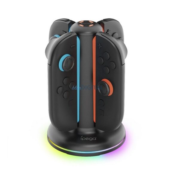IPEGA töltő állomás (4 Joy-Con kontroller egyidejű töltése, LED jelzés) FEKETE Nintendo Switch 2