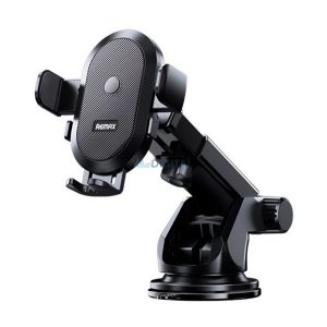 REMAX autós tartó (műszerfalra, szélvédőre, automata, 360°, állítható,4-6.5" méret) FEKETE