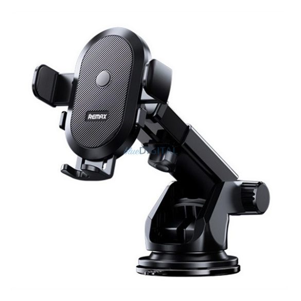 REMAX autós tartó (műszerfalra, szélvédőre, automata, 360°, állítható,4-6.5" méret) FEKETE
