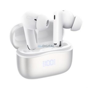 REMAX JZ01 bluetooth fülhallgató SZTEREO (v5.4, TWS, mikrofon, aktív zajszűrő, LED kijelző + töltőtok) FEHÉR