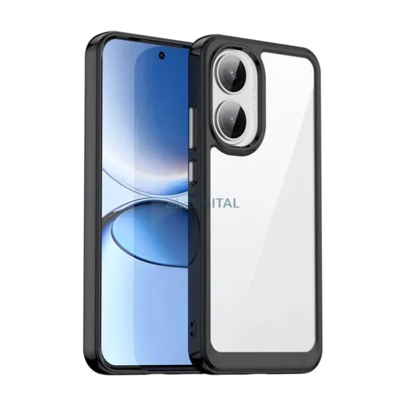 Szilikon telefonvédő (ütésállóság, átlátszó hátlap) FEKETE Xiaomi Poco F7