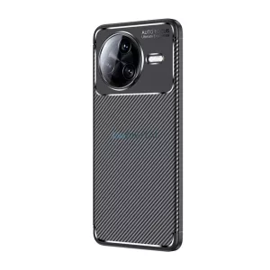 Szilikon telefonvédő (ütésállóság, légpárnás sarok, karbon minta) FEKETE Xiaomi Poco F7 Pro