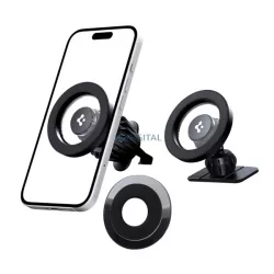   SPIGEN MFT13 autós tartó (szellőzőre, műszerfalra, öntapadó, 360°, MagSafe) FEKETE