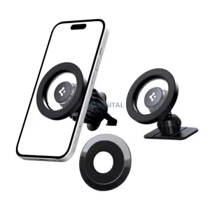 SPIGEN MFT13 autós tartó (szellőzőre, műszerfalra, öntapadó, 360°, MagSafe) FEKETE