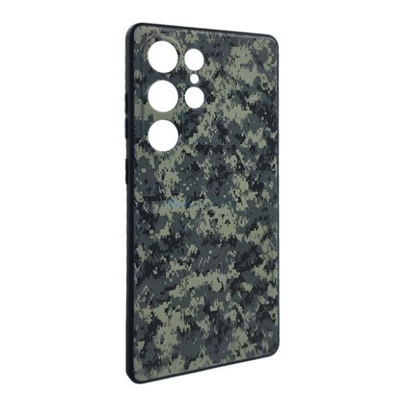 Szilikon telefonvédő (ütésállóság, kameravédő, terep minta) SÖTÉTZÖLD Samsung Galaxy S25 Ultra (SM-S938)