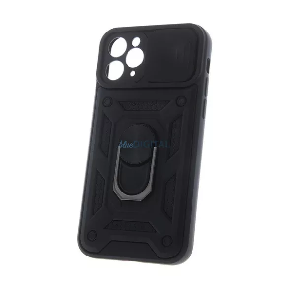 Defender szilikon telefonvédő (ütésállóság, tartógyűrű, kameravédő) FEKETE Samsung Galaxy S25 FE (SM-S731)