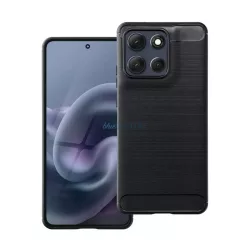   Szilikon telefonvédő (ütésállóság, légpárnás sarok, szálcsiszolt, karbon minta) FEKETE Motorola Moto G86 5G (XT2527)