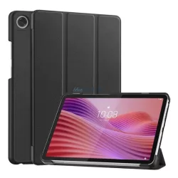   Tok álló, bőr hatású (aktív FLIP, oldalra nyíló, TRIFOLD, asztali tartó) FEKETE Lenovo Tab One (TB-305FU)