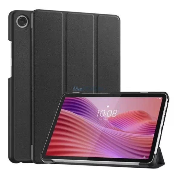 Tok álló, bőr hatású (aktív FLIP, oldalra nyíló, TRIFOLD, asztali tartó) FEKETE Lenovo Tab One (TB-305FU)