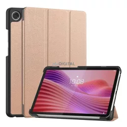   Tok álló, bőr hatású (aktív FLIP, oldalra nyíló, TRIFOLD, asztali tartó) ROZÉARANY Lenovo Tab One (TB-305FU)