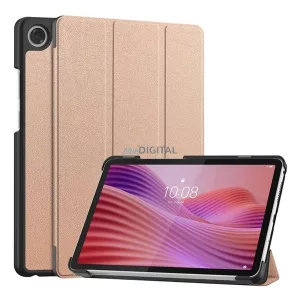 Tok álló, bőr hatású (aktív FLIP, oldalra nyíló, TRIFOLD, asztali tartó) ROZÉARANY Lenovo Tab One (TB-305FU)