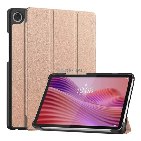 Tok álló, bőr hatású (aktív FLIP, oldalra nyíló, TRIFOLD, asztali tartó) ROZÉARANY Lenovo Tab One (TB-305FU)