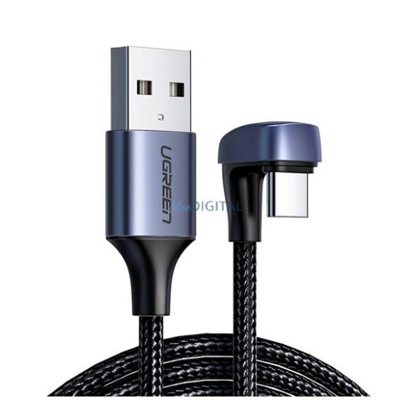 UGREEN US311 adatkábel és töltő (USB - Type-C, 3A, QC 3.0, 100cm, 180 fokos, cipőfűző minta) FEKETE