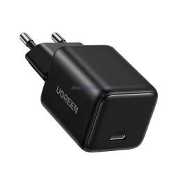   UGREEN X512 hálózati töltő Type-C aljzat (20W, GaN, PD gyorstöltő, mini) FEKETE