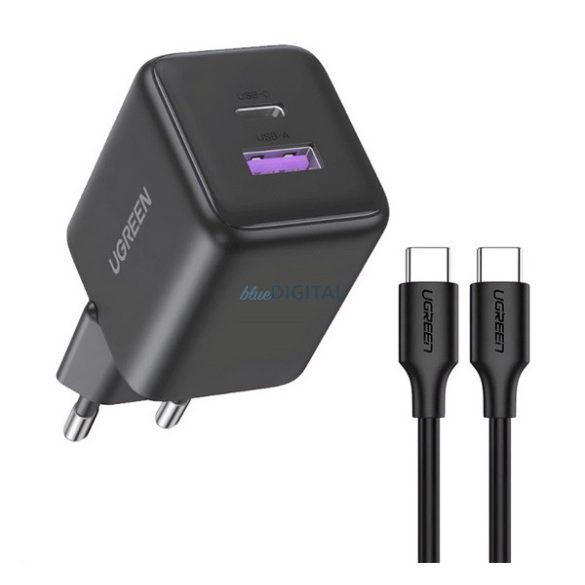 UGREEN X513 hálózati töltő Type-C aljzat (30W, GaN, PD gyorstöltő + Type-C kábel) SÖTÉTSZÜRKE