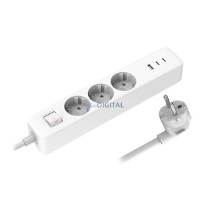 XIAOMI POWER STRIP hálózati elosztó 3 AC+USB+2 Type-C aljzat (20W, GaN, PD gyorstöltő + 150cm tápkábel) FEHÉR