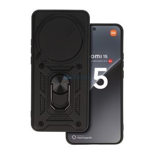 Defender szilikon telefonvédő (ütésállóság, tartógyűrű, kameravédő) FEKETE Xiaomi 15 Ultra