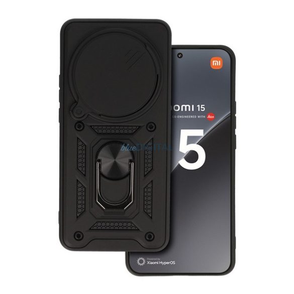 Defender szilikon telefonvédő (ütésállóság, tartógyűrű, kameravédő) FEKETE Xiaomi 15 Ultra