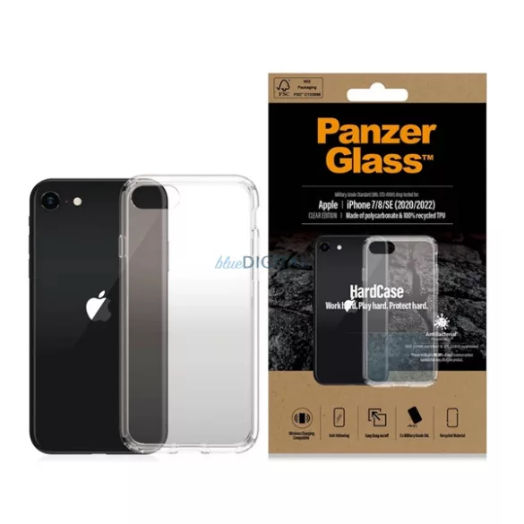 PANZERGLASS HARDCASE szilikon telefonvédő (ütésállóság, kameravédő, D3O anyag) ÁTLÁTSZÓ Apple iPhone 8 4.7, iPhone 7 4.7, iPhone SE 3 (2022)